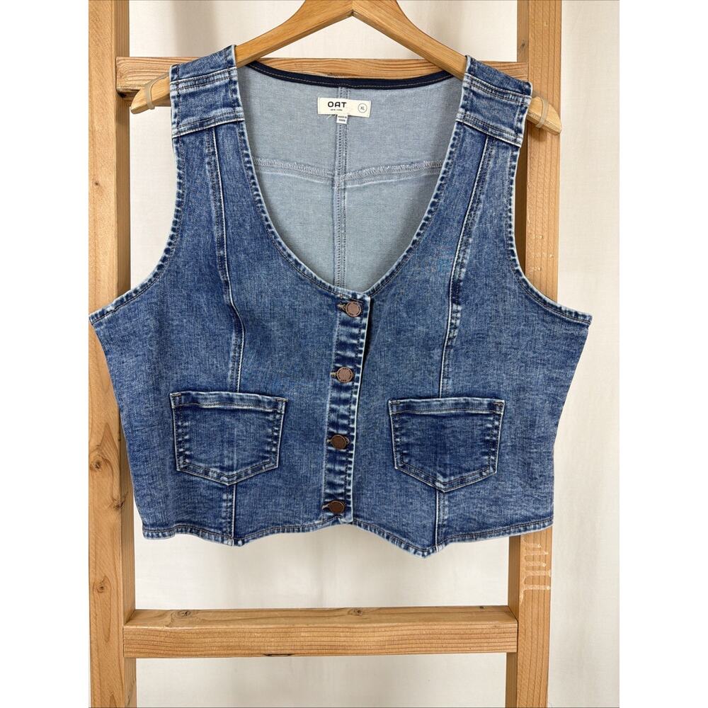 NWT Oat New York Button Up Denim Vest #1182 Size XL